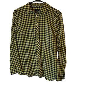Talbots Yellow Plaid Button Down Shirt. Size Small Petite (SP).